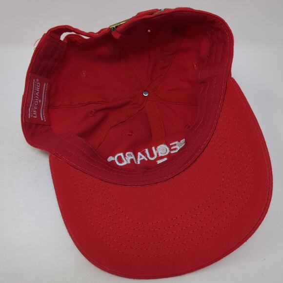 Lifeguard Slideback Baseball Cap Red One Size Adjustable Embroidered 6 Panel - Picture 5 of 7